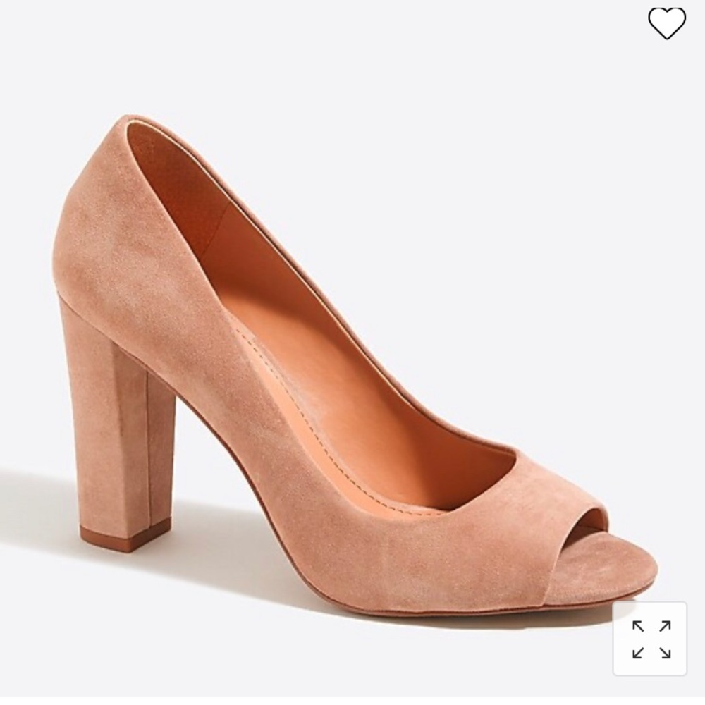 Olive suede peep-toe pumps